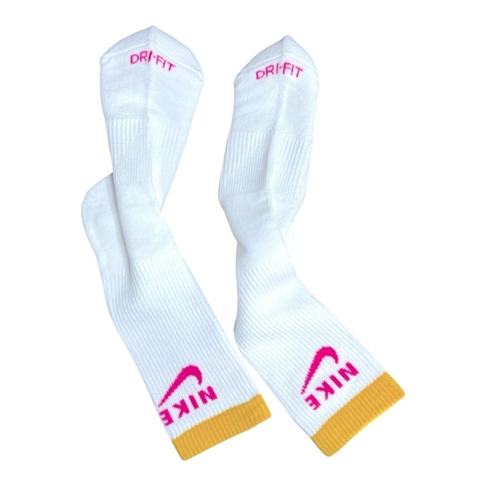 Nike White and Yellow Athletic Crew Socks Medium - Picture 4 of 4